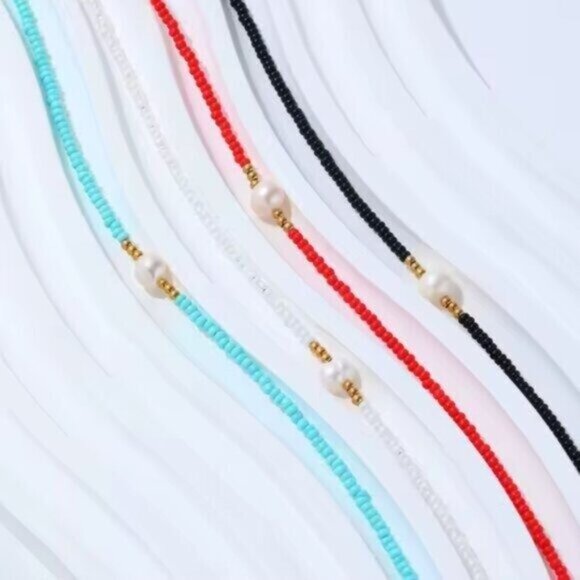 You Pick Color beaded Necklace freshwater Pearl Choker Perfect Summer Necklace - Picture 7 of 13